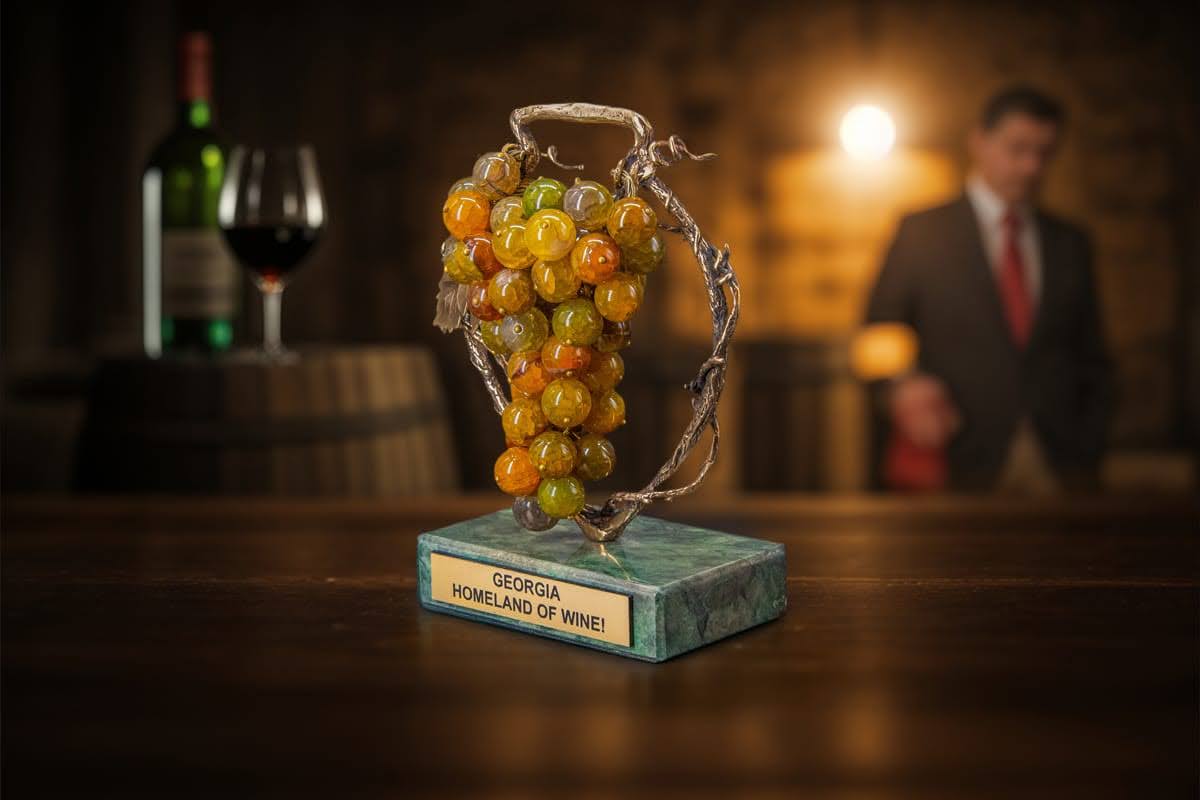 ბრინჯაოს სუვენირი "ქვევრი და ყურძნის მტევანი" პრემიუმი